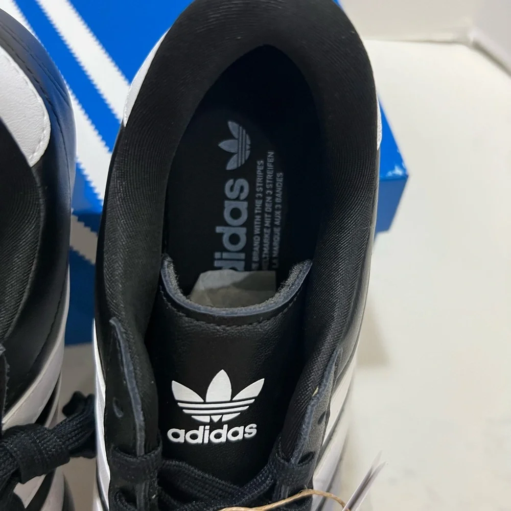 adidas Women's Black Sneakers with White Stripes - Picture 10 of 13